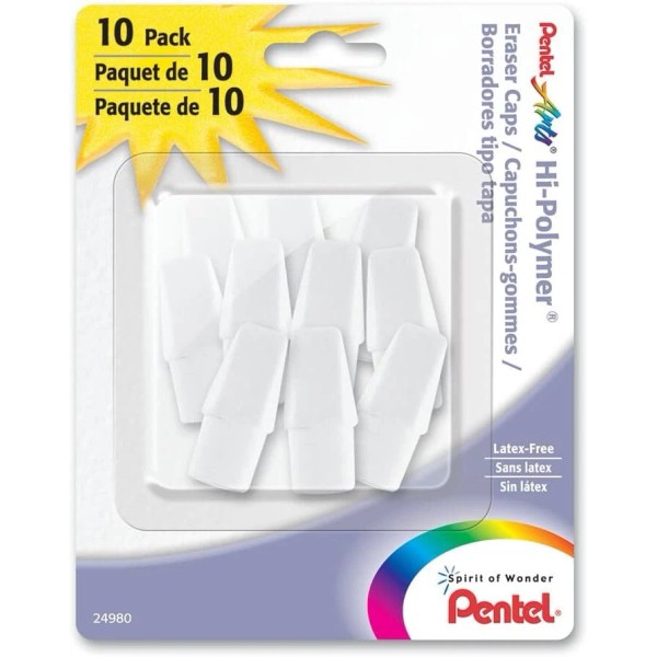 NoBrand Hi-Polymer White Cap Erasers, Pack of 10 (ZEH02PABP10)