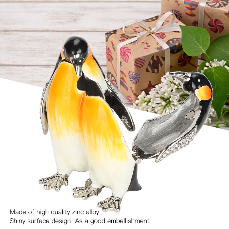 Penguin Couple Ornament Desktop Crafts Collection Decor Penguin Jewellery Storage