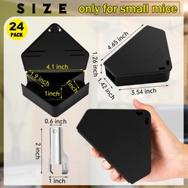 Qualirey 24 Pcs Mice Station with Key Triangle Mouse Station Lockable Reusable Bait Box, Enclosed Design for Indoor and Outdoor Use, Suitable for Small Mice (Black,Keys are Silver)