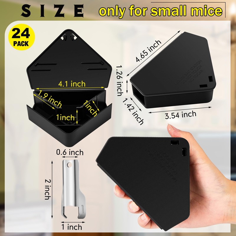 Qualirey 24 Pcs Triangle Mice Rat Bait Stations, 5x3 in,