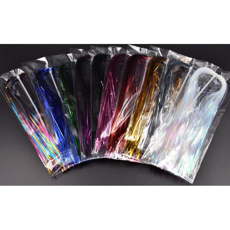10 PCS Random Colors 1mm Width Flashabou Tinsel Flat Mylar