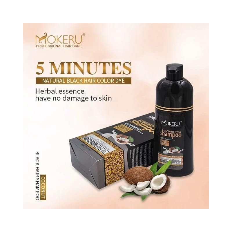 Mokeru coconut Dye Shampoo long lasting hair colour (Natural black),