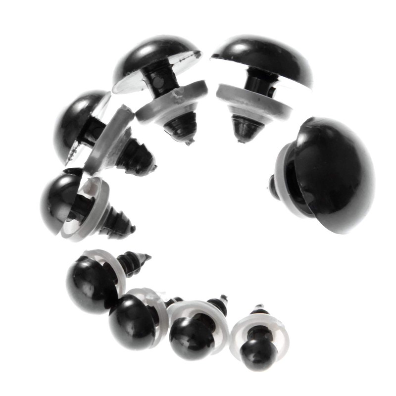 dophee 20Pcs Black Plastic Safety Eyes with Washers, Craft Eyes,