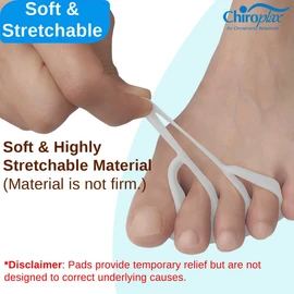Chiroplax Hammer Toe Cushions Pads Temporary Straightener Corrector Overlapping Relief Separator Crest Splint, 4 Pack (White, Small)
