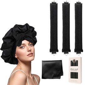 Tubos para Cabello Sin Calor: Gorro de Seda para Dormir + 3 Piezas Heatless Curls con Tubos para Rizar, Gorro de Satín Suave - Regalo Perfecto para Mujeres