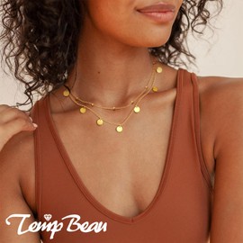 TempBeau Women's Necklace with Pendant, 18K Gold Necklaces for Women Made of Stainless Steel, Layering Chain Women's 40 + 5 cm for Birthday, Mother's Day, Anniversary Gift, Stainless Steel, None