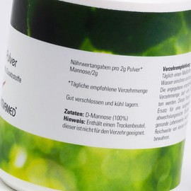D-Mannose aus Birke vegan - diätische Behandlung gegen Blasenentzündungen, Harnwegsinfekt - 100g Natural Premium Pulver laborgeprüft - 2 Monatsvorrat (1x100g) - Made in Germany - rein! KEIN Mais