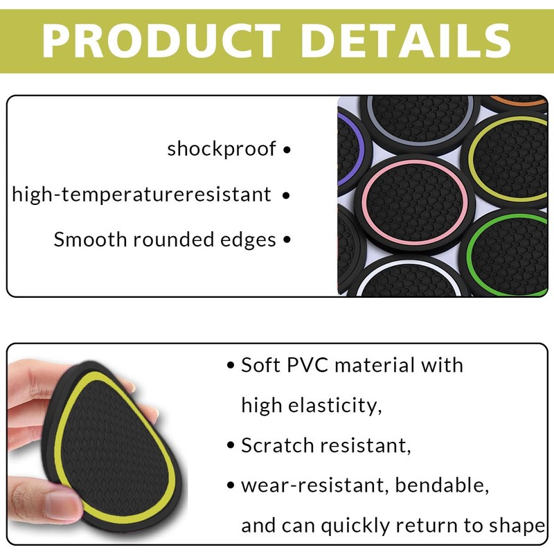 4PCS Car Cup Holder Coasters, Dustproof Automotive Interior Accessories Mat,2.75