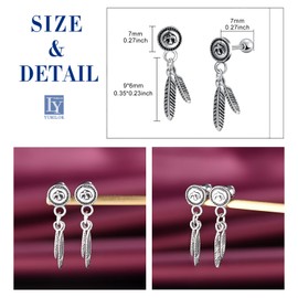 Yumilok Punk Stud Earrings for Women Feather Earrings Anchor Silver Earrings Hanging Men's Earrings Stud Earrings Men Stainless Steel Earrings Piercing, Stainless Steel
