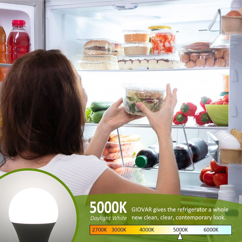 GIOVAR 2-Pack LED Refrigerator Light Bulbs 40 Watt Equivalent 120V,
