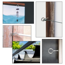 20pcs 304 Stainless Steel Eye Screws Hooks Galvanised Heavy Duty Eyelet Vine Eye Bolts Self-Tapping Screw Hooks Kit, for Fixing Wood Garden, Frame Loop Ring Wall Hangers Curtain (M4*50, M5*70)