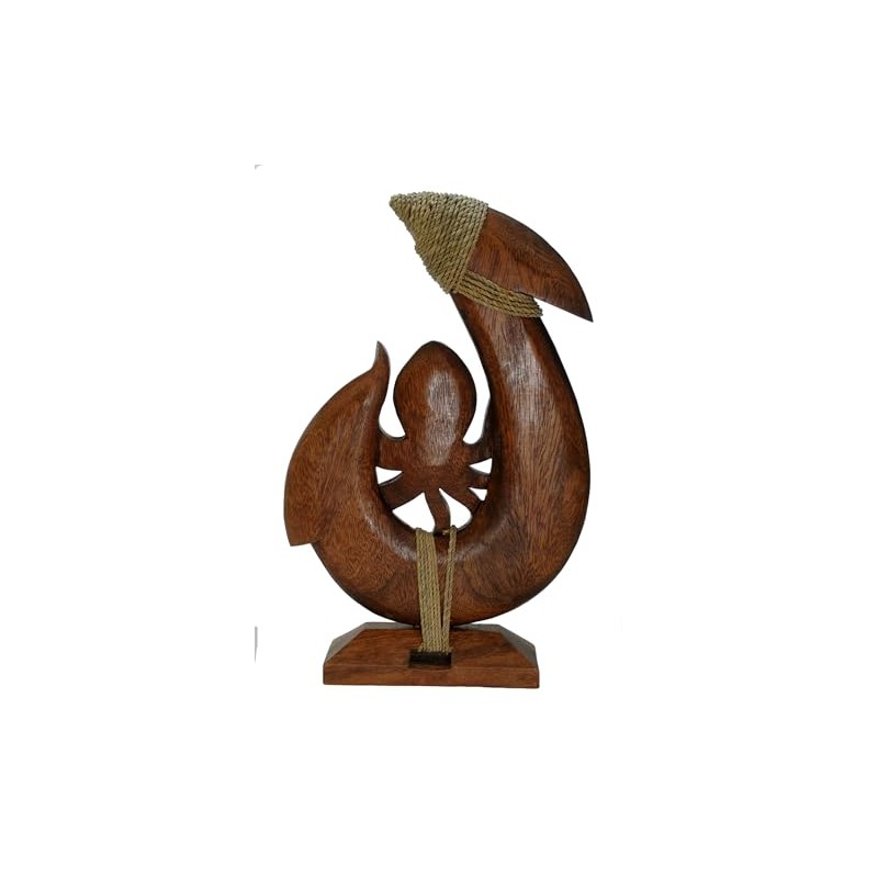 Myriahs 13" Tall Hand Carved Wood He'e Octopus Hawaiian Makau
