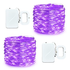 AIKEI Led Fairy Lights Battery Operated, 5M 16FT Mini String Lights Copper Wire Starry Fairy Lights for DIY, Parties, Wedding, Bedroom, Christmas Decoration(Purple, 2Pack)
