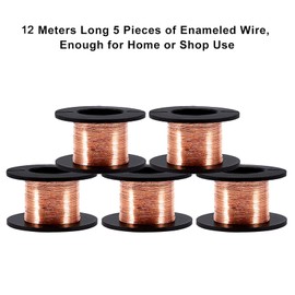 Alambres esmaltados, 5 piezas 12 m 0,1 mm alambre de cobre esmaltado Bobina de carrete de longitud de cable de bobinado magnético Ampliamente utilizado para inductores de transformadores