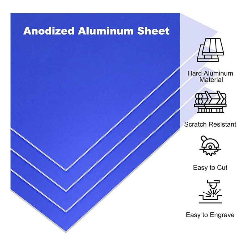 7x5x1/32inch Anodized Aluminum Sheet, 10Pcs Metal Rectangle Aluminum Plate 0.8mm