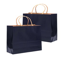 qiqee 13"x4.5"x10" Large Gift Bag with Handles Bulk 32PCS Gift Paper Bags Navy Blue Bags Multiple Uses (Wide Large)