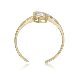 AVORA 10K Yellow Gold Adjustable Bypass Toe Ring with Simulated Diamond CZ