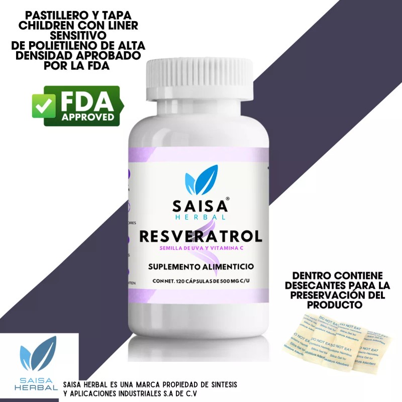 Saisa Herbal Resveratrol 120 Cáp Semilla De Uva Y Vitamina