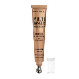 Multi-Tasker Wake Me Up Foundation & Concealer 065 Rose Honey, Depuffs & Brightens Dark Circles, Metallic Cooling Applicator, Caffeine & Victamin C, 2% Niacinamide, Vegan, Cruelty free
