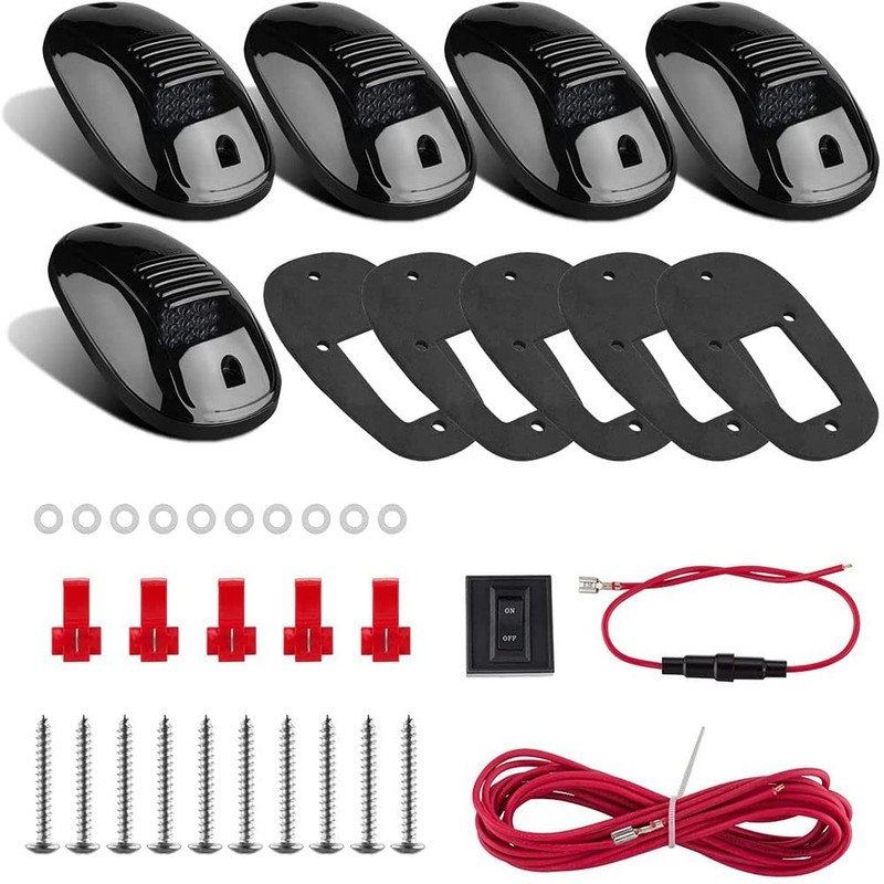 AMEXMART 5X White LED Cab Lights Smoked Cab Roof Running