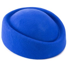 Lawliet Wool Felt Fascinator Wedding Hat Pillbox Hat for Women Pretty Hostesses Cap (Blue)(Size: One Size)