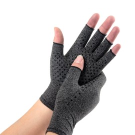 HENOTIC Arthritis Compression Gloves for Women Men, Anti-Slip Glue Dot & Fingerless Breathable & Moisture Wicking Compression Gloves for Relieving Rheumatoid Pains, Joint Swell, etc