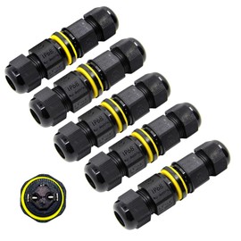 Temeloko IP68 Outdoor Waterproof Junction Cable Electrical Connector，M20 2Pole 2Pin for Ø4.5-9mm Wire Range(AC 400V, 16A)，2 Way 2Pin 5pack