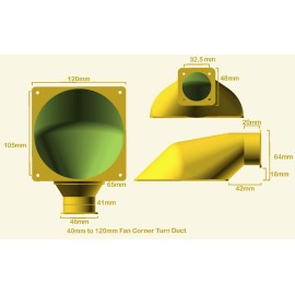 Foggy.Tech 40mm to 120mm Vertical CORNER 90 DEGREE Turn Fan Adapter Converter mounting Mod