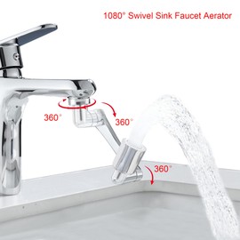 1080° Swivel Faucet Extender, 2 Sprayer Modes, Universal 360° Swivel Multifunctional Aerator, Sink Water Faucet Extension Filter, Kitchen Bathroom, Robotic Arm in Brass.