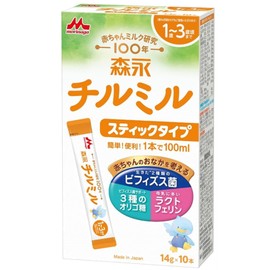 Morinaga Follow-up Milk Chilmil Stick Type 14g×10 sticks Powder [From around 1 year old to 3 years old (can also be used from around 9 months old) powdered milk with bifidobacteria, oligosaccharides