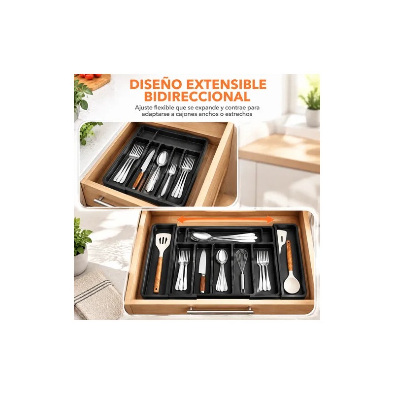 Bandeja Extensible Para Cajones De Cocina 8 Compartimentos