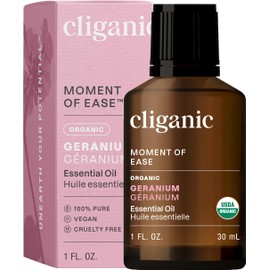 Cliganic Organic Geranium Essential Oil, 100% Pure Natural for Aromatherapy | Non-GMO Verified (Packaging May Vary)