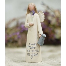 Thanks Mom Helping Me Grow Angel with Flowers 2 x 5 Inch Resin Tabletop Figurine