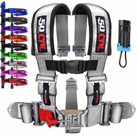 Silver 5 Point Harness and Bypaass Plug for Bucket Seat, Latch Release, 9 Color Options, Compatiable with Canam, Racing Harness, UTV (Sold Individually) [6009A4 CB 5999C]