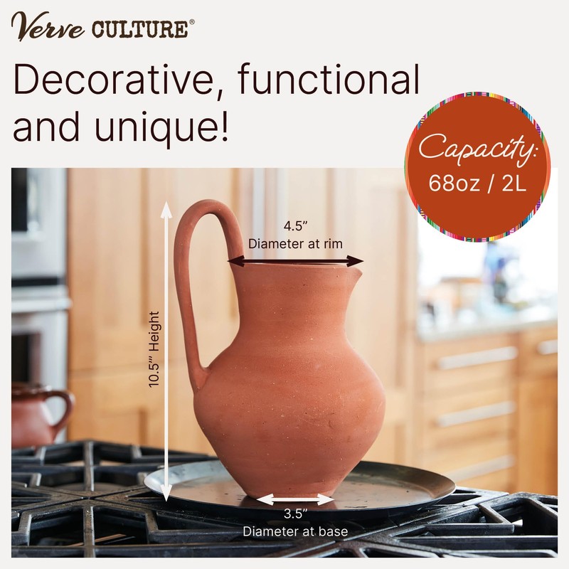 Handcrafted Mexican Hot Chocolate Jug by Verve CULTURE, Clay Chocolatera,