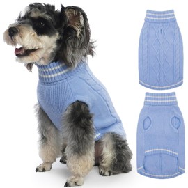 ROZKITCH Small Dog Sweater, Pullover Cold Weather Knitwear for Fall Winter, Dog Turtleneck Sweater Classic Thick Warm Clothes Outfit for Chihuahua, Bulldog, Dachshund, Pug, Yorkie for Puppy Blue S