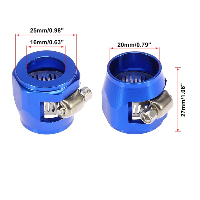 X AUTOHAUX 4pcs AN10 Hex Blue Car Hose Finisher Clamp