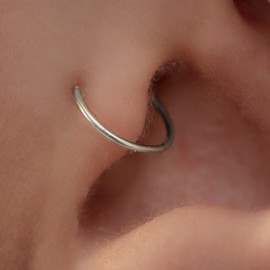 Simple Tragus Ring Piercing - Sterling Silver Plain Ear Rings 20 Gauge - Dainty Cartilage Hoop For Women Men Unisex