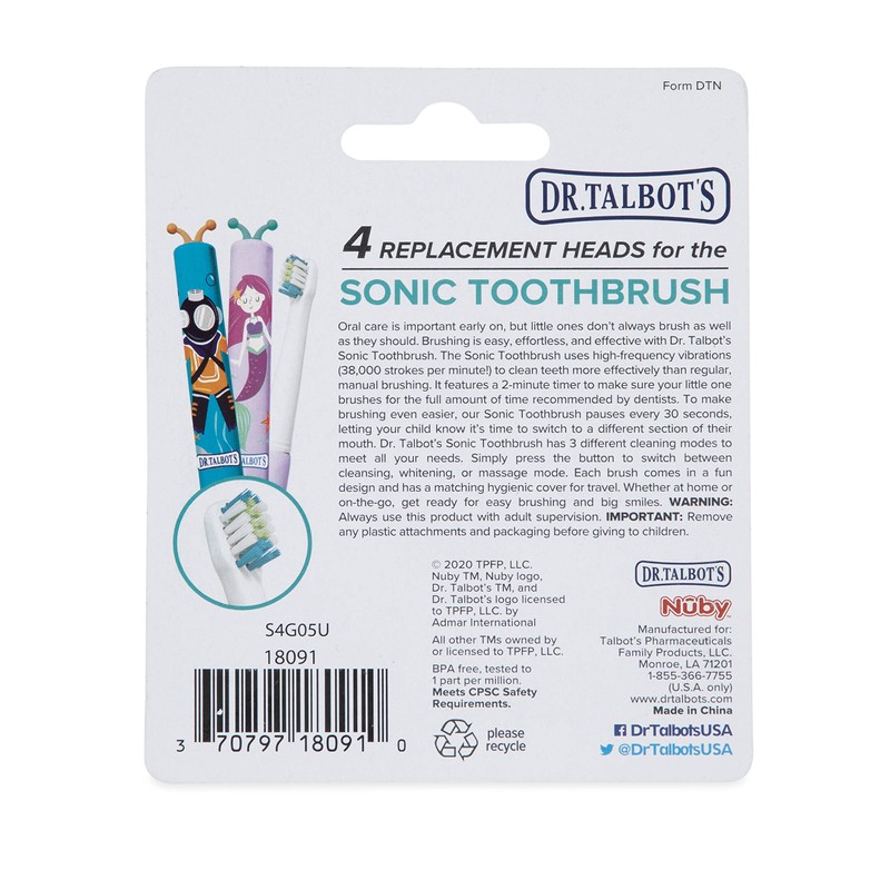 Dr. Talbot's Sonic Toothbrush Replacement Heads 4 Pack