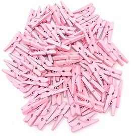 25mm Mini Pink Wooden Clothes Peg Craft For Vintage Wedding Party Decoration Scrapbook (50)