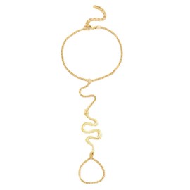 Sttiafay Snake Hand Chain Bracelet Gothic Finger Ring Bracelet Gold Cobra Charm Slave Bracelet Hand Accessory For Women, Metal