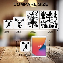 MAYJOYDIY 20 Sports Stencils Ball Sports Painting Stencils 15 x 15 cm Sporty Reusable Plastic Stencil with Brush Campaign Template for Crafts on Window Wood Wall Decoration