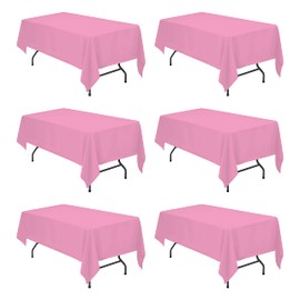 6 Pack Pink Tablecloths for 6 Foot Rectangle Tables 60 x 102 Inch - 6ft Rectangular Bulk Linen Polyester Fabric Washable Long Table Clothes for Wedding Reception Banquet Party Buffet Restaurant