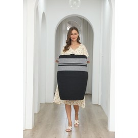 26" x 20" Tall Extra Large Storage Basket with Lid, Cotton Rope Storage Baskets, Woven Laundry Hamper with Cover, for Clothes Blanket in Living Room, Grey Mix/Black