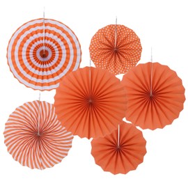 PATIKIL 8"/12"/16" Paper Fans Hanging Decoration, 6 in 1 Set Round Honeycomb Fans for Birthday Wedding Graduation Events Party, Orange