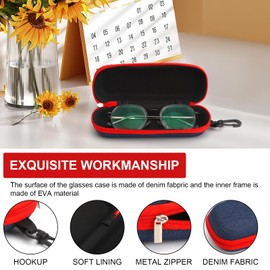 ZMDMAH Pack of 3 Glasses Cases Made of Denim Fabric Fashion Hard Glasses Case Portable Travel Portable Denim Glasses Case Hard Case Glasses Case Sunglasses Case Glasses Case Glasses Case Glasses Case
