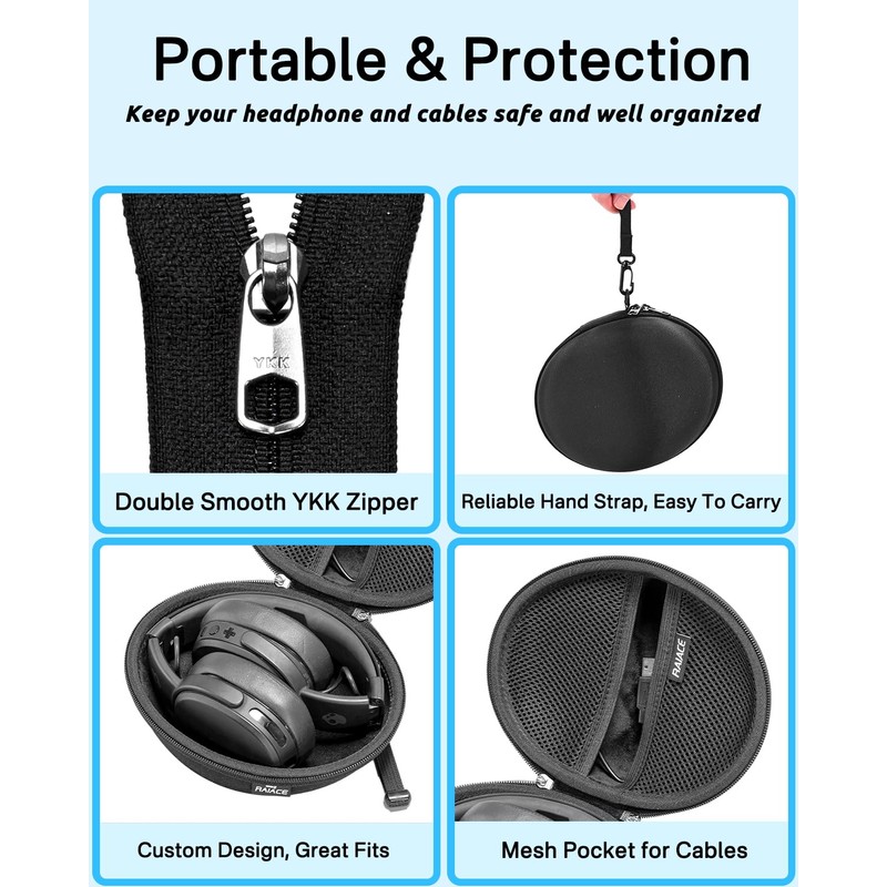 RAIACE Hard Storage Case Compatible with Skullcandy Crusher/Hesh/Evo Over-Ear Earphones,