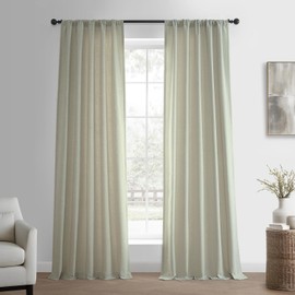 HPD Half Price Drapes Basic Faux Linen Curtains - 84 Inch Long Pair - 2 Panels - 50W x 84L - Natural Linen Curtain for Living Room, Bedroom, Dinning Room, Modern Farmhouse Drapes, Greige