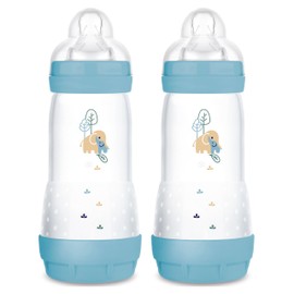 MAM 11oz Easy Start Anti-Colic Baby Bottles, Fast Flow, Breastfeeding-Like Silicone Nipple, Reduces Colic, Gas, & Reflux, Easy-to-Clean, BPA-Free, 4 Plus Months