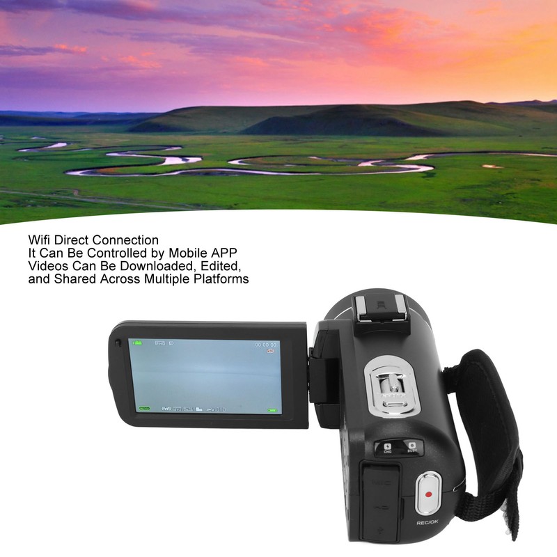 4K Video Camera with Remote Control Microphone Lens Hood 18X